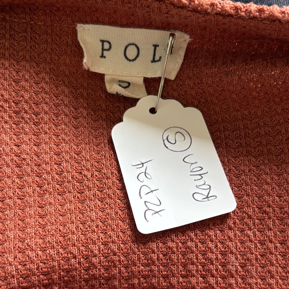 POL Rust Button-Up Soft Blouse Small - Picture 7 of 7